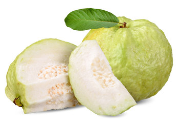 Guava fruit isolated on white clipping path