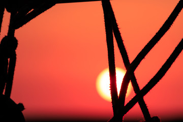 Sunset orange and red colors landscape, sea and sun with deep sky abstract background..Red Sea,...