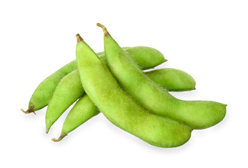 Green soy bean isolated on white clipping path