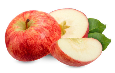 Slice red apple isolated on white clipping path