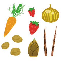 春野菜野菜 イラストセット2 -spring vegetables set2-