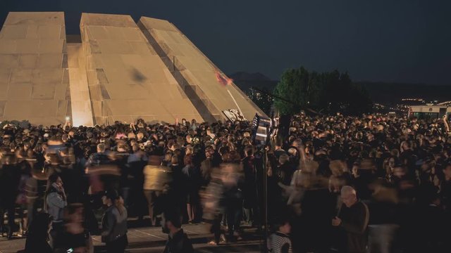 4K Time Lapse of Crowd in Armenia, Yerevan (Tsitsernakaberd) genocide national monument. Shooted on April 24, 2018 (Armenian Genocide Memorial Day)