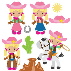 Cowgirl vector cartoon illustration