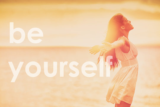 Be yourself; everyone else is already taken self confidence motivational quote for happiness and self -esteem boost. Positive quotes for motivation and inspiration in life. Banner panorama crop.