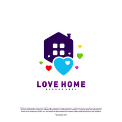 Love Home Logo Design Concept. Business Love House Logo Vector Template
