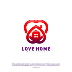 Love Home Logo Design Concept. Business Love House Logo Vector Template