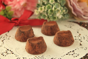 Ganache chocolate and flowers (Valentine) ガナッシュチョコと花（バレンタイン）