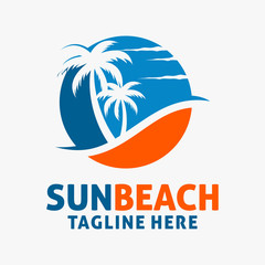 Fototapeta na wymiar Beach palm logo design