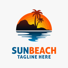 Fototapeta na wymiar Beach sunset logo design