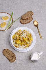 Roasted cauliflower with chickpeas