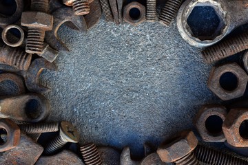 many rust steel on cement ground