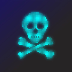 Hacking illustration, skull pattern with group of bombs.