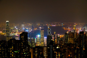 Fototapeta na wymiar Hong Kong skyline at night view from Victoria peak.
