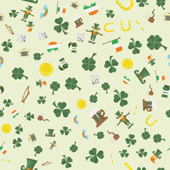 illustration of a seamless pattern_9_of Irish design for St. Patricks day celebration, drawn in flat style