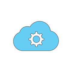 cloud and settings colored icon vector design illustration