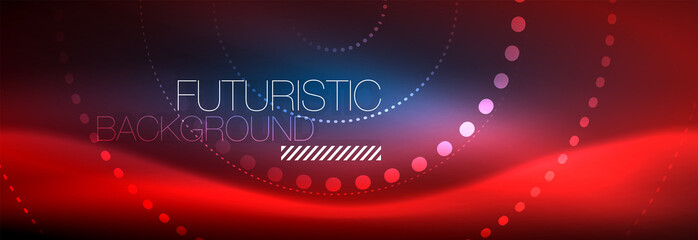 Glowing neon circle line dots, round line design, abstract style on black background. Neon abstract round circles Magic neon lights and glowing dots