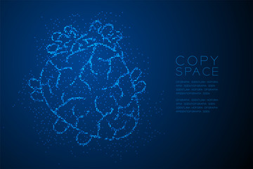 Heart shape Abstract Geometric Bokeh light circle dot pixel pattern; Medical Science Organ concept design blue color illustration isolated on blue gradient background with copy space; vector eps 10