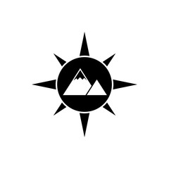 Mountain icon or logo, Compass sign