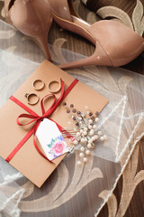 Bride wedding details - wedding shoes as a backgrond