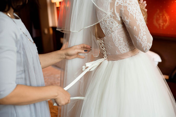 Bride wedding details - wedding white dress