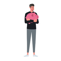  ぶた貯金箱　イラスト　貯金　お金　お小遣い　へそくり