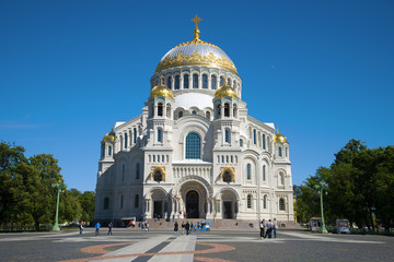 Fototapeta na wymiar St. Nicholas Naval Cathedral on a sunny June afternoon. Kronstadt, St. Petersburg