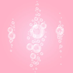 Bubbles underwater set isolated on pink
