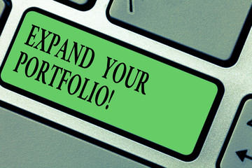 Handwriting text writing Expand Your Portfolio. Concept meaning Define the new company s is goals and success metrics Keyboard key Intention to create computer message pressing keypad idea