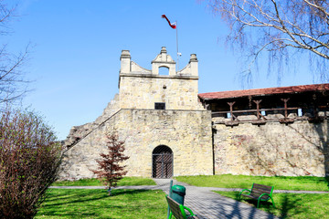 NOWY SACZ, POLAND - AUGUST 12, 2016: Ruins of a medieval castle on sunny day