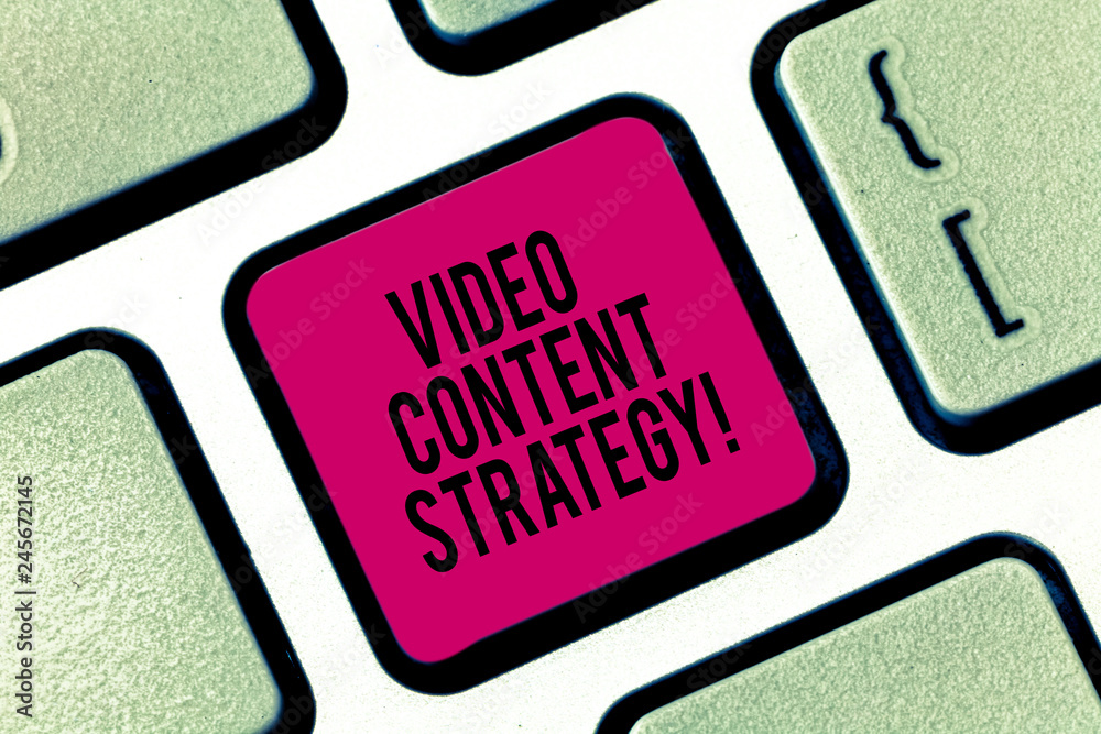 Fototapete handwriting text writing video content strategy. concept meaning use specific video format according