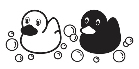 duck vector icon logo rubber duck bubble soap bath shower cartoon character illustration doodle