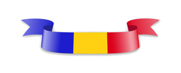 Chad flag in the form of wave ribbon.