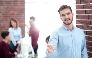 portrait of successful business team sitting in office.
