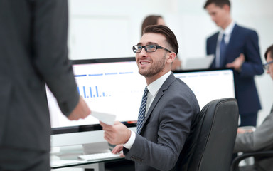 businessman working on a computer on business reports