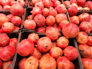 Pomegranate on the counter in the store