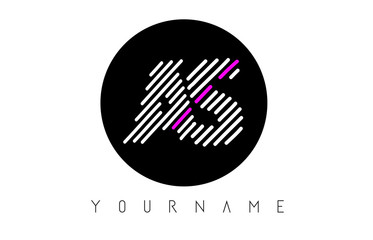 AS Letter Logo Design with White Lines and Black Circle