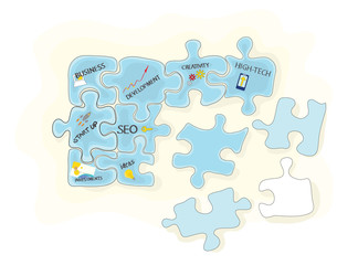 integrated business promotion. vector puzzle from different elements