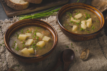 Potato mushrooms soup