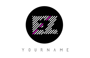 EZ Letter Logo Design with White Lines and Black Circle