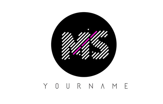 MS Letter Logo Design with White Lines and Black Circle