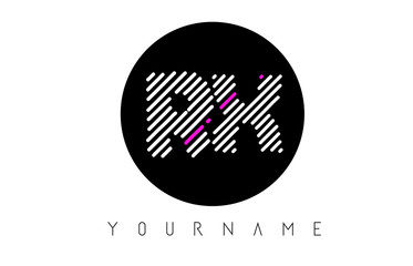RX Letter Logo Design with White Lines and Black Circle