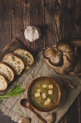 Potato mushrooms soup