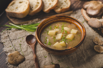 Potato mushrooms soup