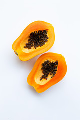 Papaya fruit on a white background.