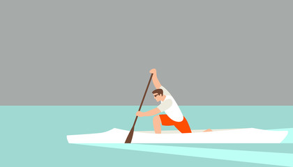 athlete in a canoe  vector illustration flat style profile