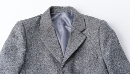 Grey suit neckline detail