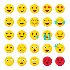Fototapeta premium Emoji set. Emoticon cartoon emojis symbols digital chat objects vector icons set