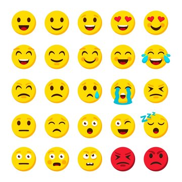 Emoji set. Emoticon cartoon emojis symbols digital chat objects vector icons set