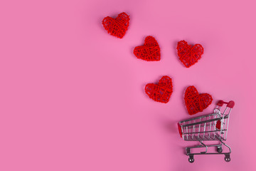 Hearts in the shopping cart