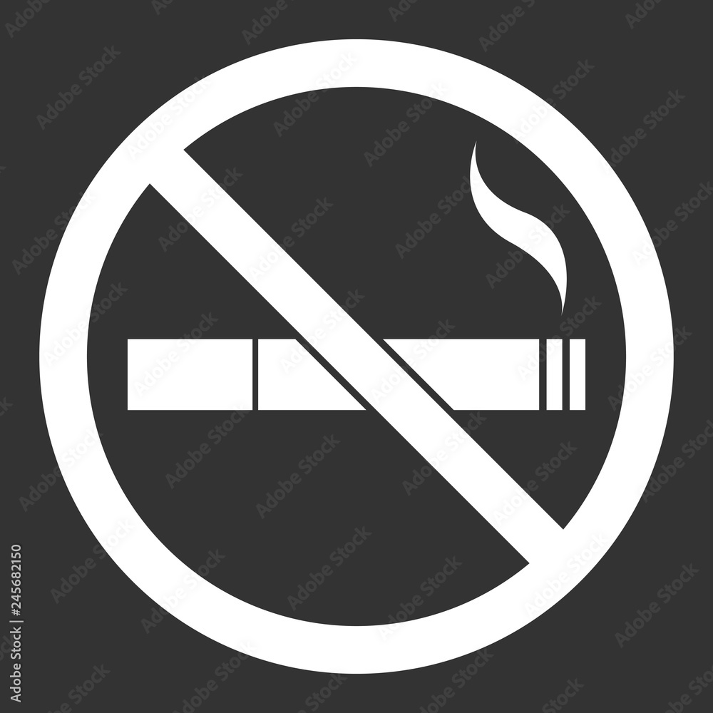 Canvas Prints White NO SMOKING sign on black background. Vector.